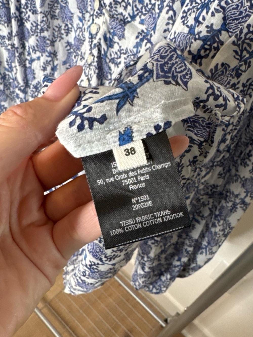 Isabel Marant Etoilé Salika Cotton Voile Blue and White Floral Blouse - Picture 9 of 10